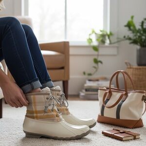 Sperry Saltwater Plaid Wool Duck Boots – Waterproof Rain Snow Winter